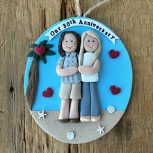Load image into Gallery viewer, 2 Member custom clay family portrait Christmas ornament