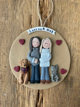 Load image into Gallery viewer, 4 Member custom clay family portrait Christmas ornament