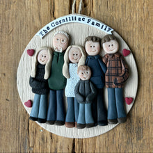 Load image into Gallery viewer, 6 Member custom clay family portrait Christmas ornament