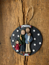 Load image into Gallery viewer, 4 Member custom clay family portrait Christmas ornament