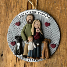 Load image into Gallery viewer, 6 Member custom clay family portrait Christmas ornament