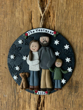 Load image into Gallery viewer, 4 Member custom clay family portrait Christmas ornament