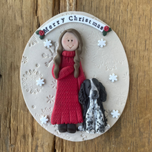 Load image into Gallery viewer, 2 Member custom clay family portrait Christmas ornament