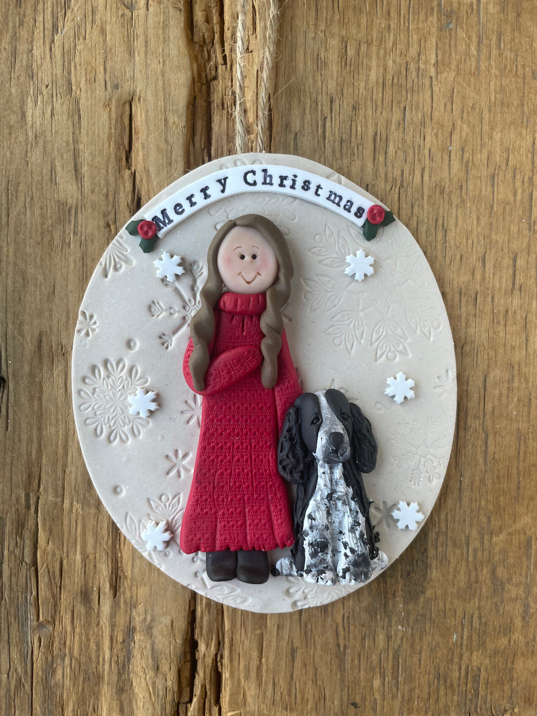 2 Member custom clay family portrait Christmas ornament