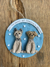 Load image into Gallery viewer, 2 Member custom clay family portrait Christmas ornament