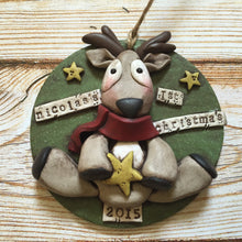 Load image into Gallery viewer, Custom Baby's first 1st Christmas clay ornament