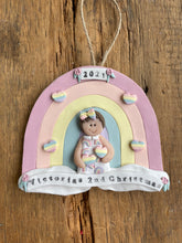 Load image into Gallery viewer, Custom Baby&#39;s first 1st Christmas clay ornament
