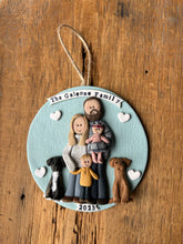 Load image into Gallery viewer, 6 Member custom clay family portrait Christmas ornament
