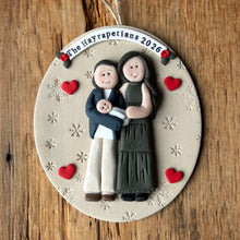 Load image into Gallery viewer, 3 Member Custom clay family ornament

