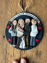 Load image into Gallery viewer, 6 Member custom clay family portrait Christmas ornament
