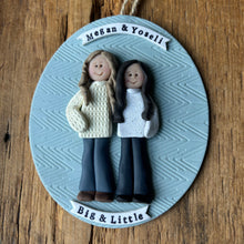 Load image into Gallery viewer, 2 Member custom clay family portrait Christmas ornament
