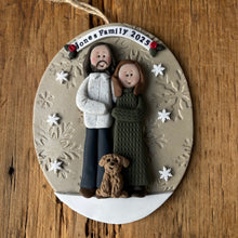 Load image into Gallery viewer, 3 Member Custom clay family ornament
