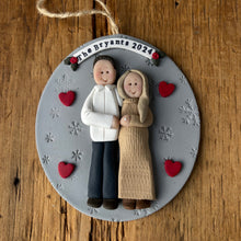 Load image into Gallery viewer, 2 Member custom clay family portrait Christmas ornament
