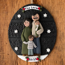 Load image into Gallery viewer, 4 Member custom clay family portrait Christmas ornament

