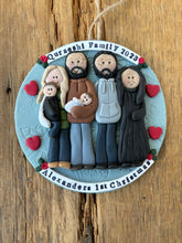 Load image into Gallery viewer, 6 Member custom clay family portrait Christmas ornament
