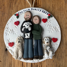Load image into Gallery viewer, 5 Member custom clay family portrait Christmas ornament
