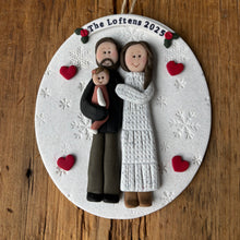Load image into Gallery viewer, 3 Member Custom clay family ornament
