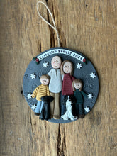 Load image into Gallery viewer, 6 Member custom clay family portrait Christmas ornament
