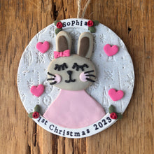 Load image into Gallery viewer, Custom Baby's first 1st Christmas clay ornament
