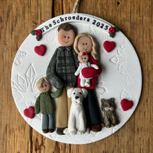 Load image into Gallery viewer, 6 Member custom clay family portrait Christmas ornament

