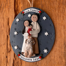 Load image into Gallery viewer, 4 Member custom clay family portrait Christmas ornament
