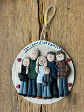 Load image into Gallery viewer, 6 Member custom clay family portrait Christmas ornament
