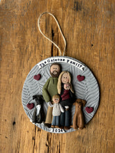 Load image into Gallery viewer, 6 Member custom clay family portrait Christmas ornament
