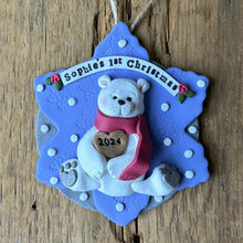 Load image into Gallery viewer, Custom Baby's first 1st Christmas clay ornament
