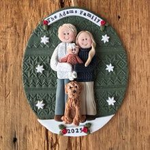 Load image into Gallery viewer, 4 Member custom clay family portrait Christmas ornament
