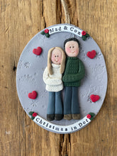 Load image into Gallery viewer, 2 Member custom clay family portrait Christmas ornament
