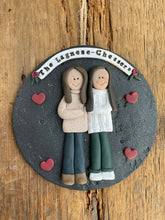 Load image into Gallery viewer, 2 Member custom clay family portrait Christmas ornament
