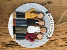 Load image into Gallery viewer, 4 Member custom clay family portrait Christmas ornament
