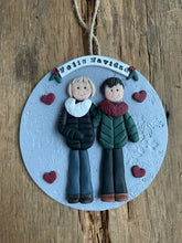 Load image into Gallery viewer, 2 Member custom clay family portrait Christmas ornament

