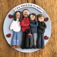 Load image into Gallery viewer, 5 Member custom clay family portrait Christmas ornament
