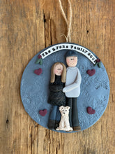 Load image into Gallery viewer, 3 Member custom clay family portrait Christmas ornament
