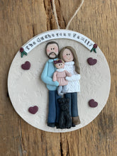 Load image into Gallery viewer, 3 Member custom clay family portrait Christmas ornament
