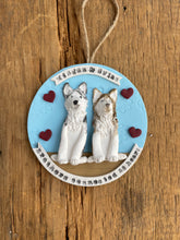 Load image into Gallery viewer, 2 Member custom clay family portrait Christmas ornament
