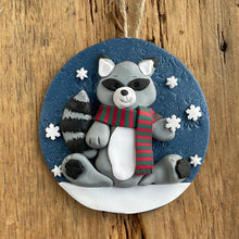 Load image into Gallery viewer, Raccoon Christmas ornament
