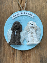 Load image into Gallery viewer, 2 Member custom clay family portrait Christmas ornament
