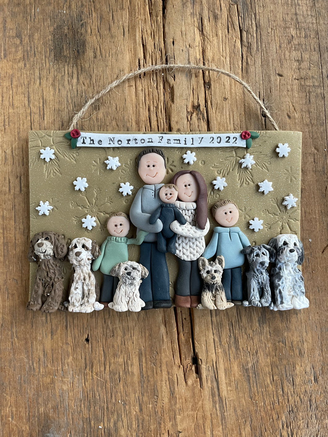 Large Family custom clay ornament 7 or more members