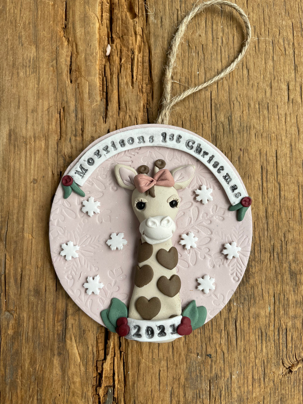 Custom Baby's first 1st Christmas clay ornament